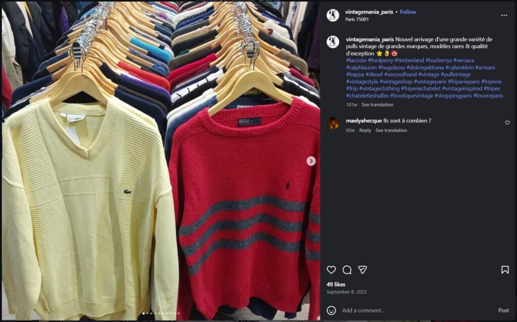 Vintage Mania Boutique De Fripes Vintage à Paris Châtelet Les Halles. Ig