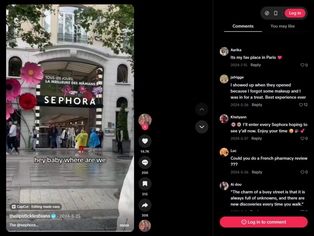 Sephora Champs Élysées Tiktok
