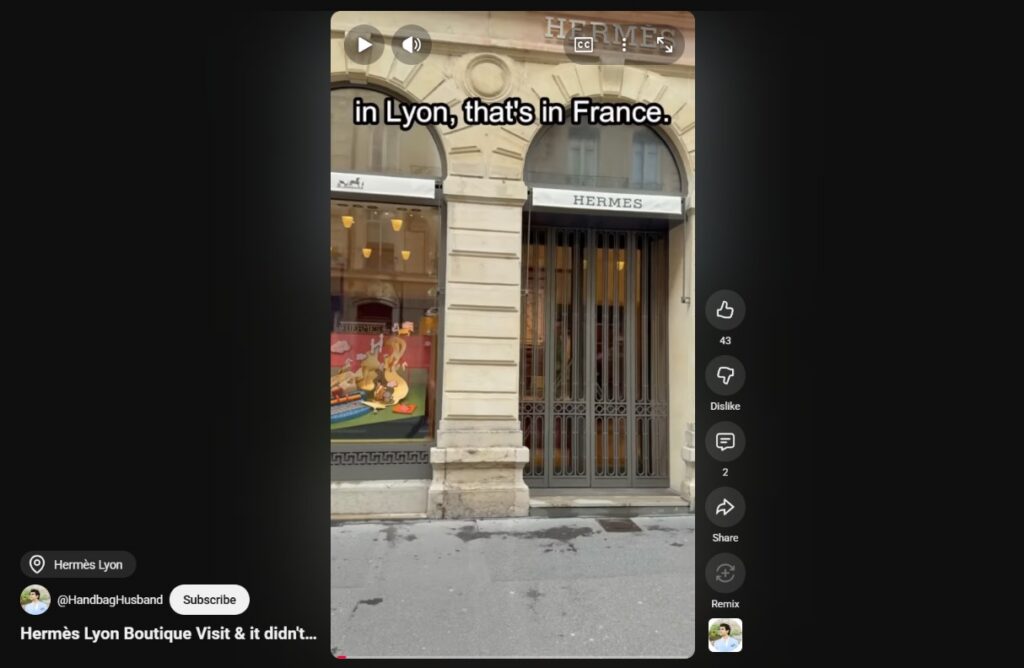 Youtuber @handbaghusband Visit To Hermès Lyon