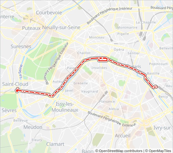Bus Route 72 (parc De Saint Cloud To Gare De Lyon)