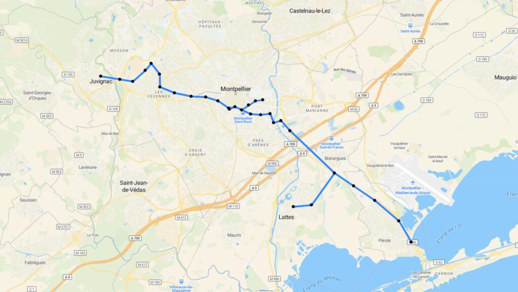 Tram Line 3 Maps Pérols Étang De L'or Juvignac)