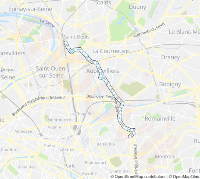 Bus Route 170 (gare De Saint Denis Rer To Porte Des Lilas)