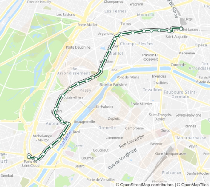 Bus Route 22 (ligne Porte De Saint Cloud To Gare Saint Lazare)