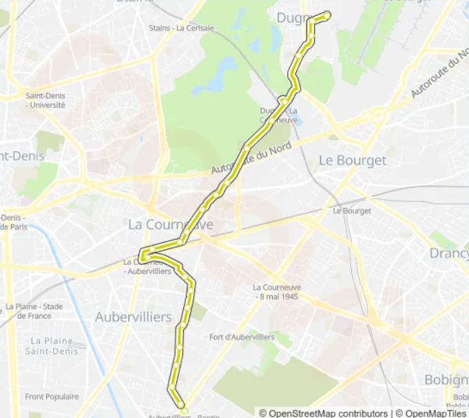 Bus Route 249 (dugny – Place Valérie André To Porte Des Lilas)