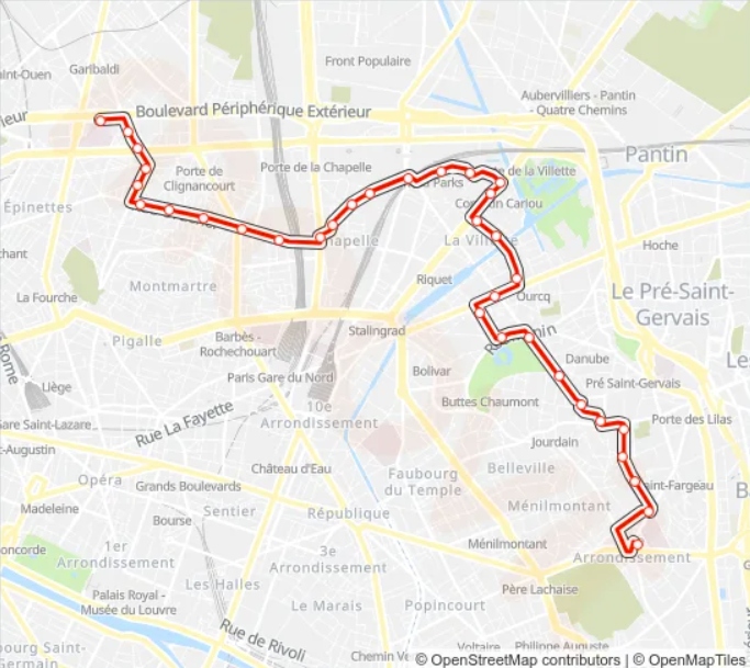 Bus Route 60 (porte De Montmartre To Gambetta – Japon)