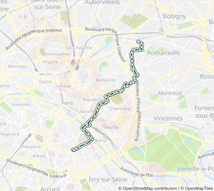 Bus Route 61 (Église De Pantin To Place D'italie)