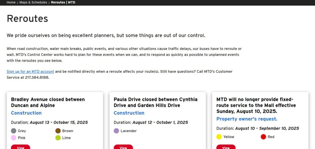 Mtd Bus Reroutes Page