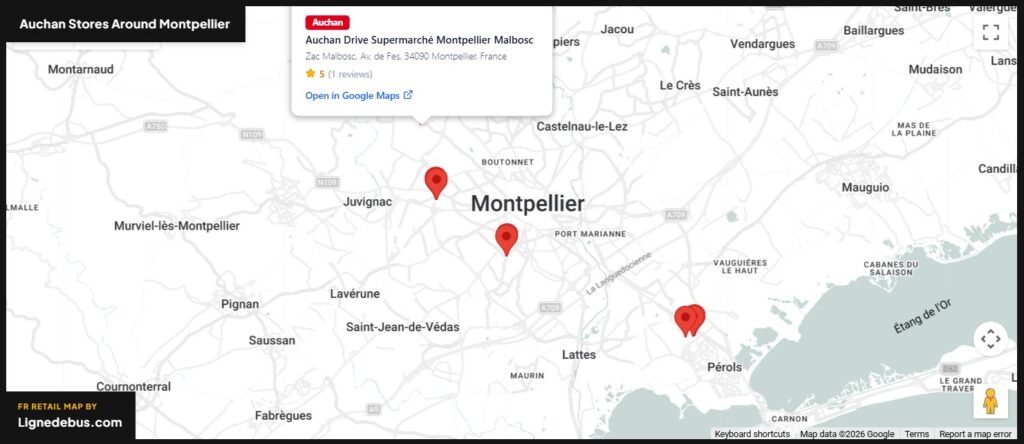 Auchan Stores Around Montpellier