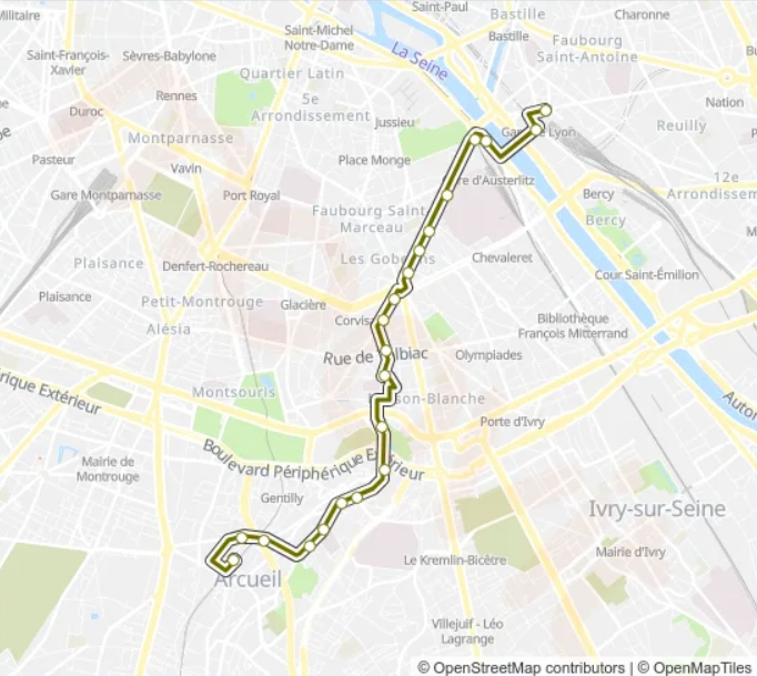 Bus Route 146 (arcueil – Laplace Rer To Pte De Bagnolet – Louis Ganne)