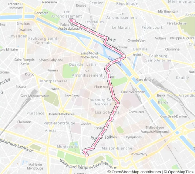 Bus Route 67 (stade Charléty – Porte De Gentilly To Palais Royal – Musée Du Louvre)