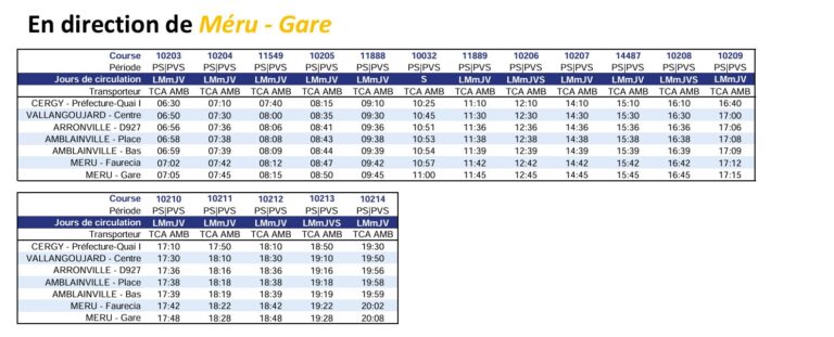 Horaires Bus 603 Oise Mobilité : Méru ↔ Cergy-Préfecture, Arrêts, Tarif ...
