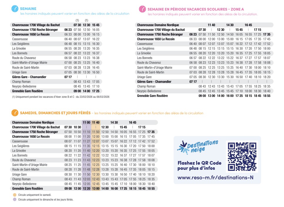 Bus N93 Chamrousse To Grenoble Timetable