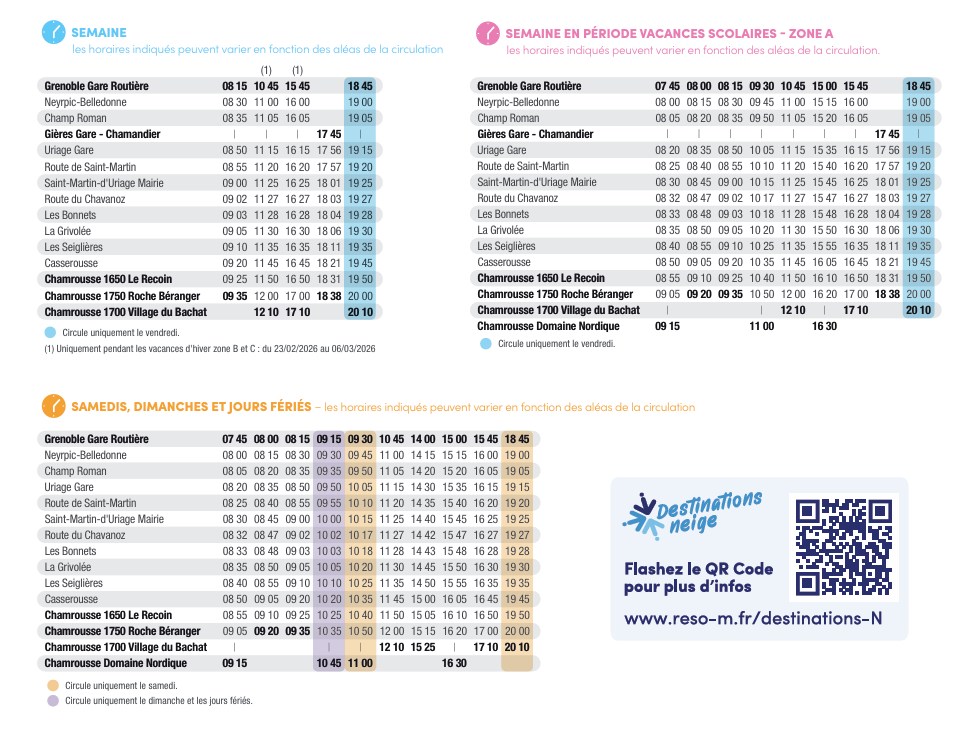 Bus N93 Grenoble To Chamrousse Timetable