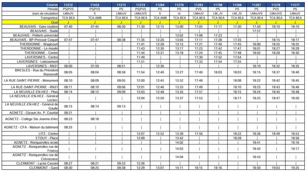 Bus Ligne 606 Beauvais – Clermont Routière