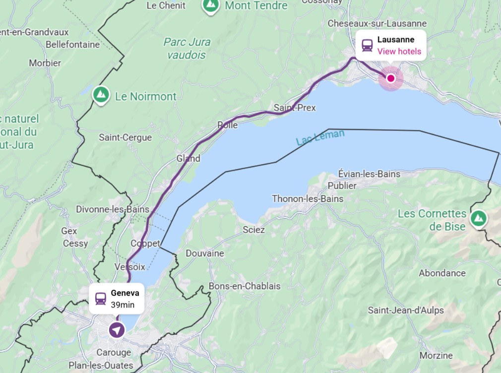 Cartes De Genève à Lausanne