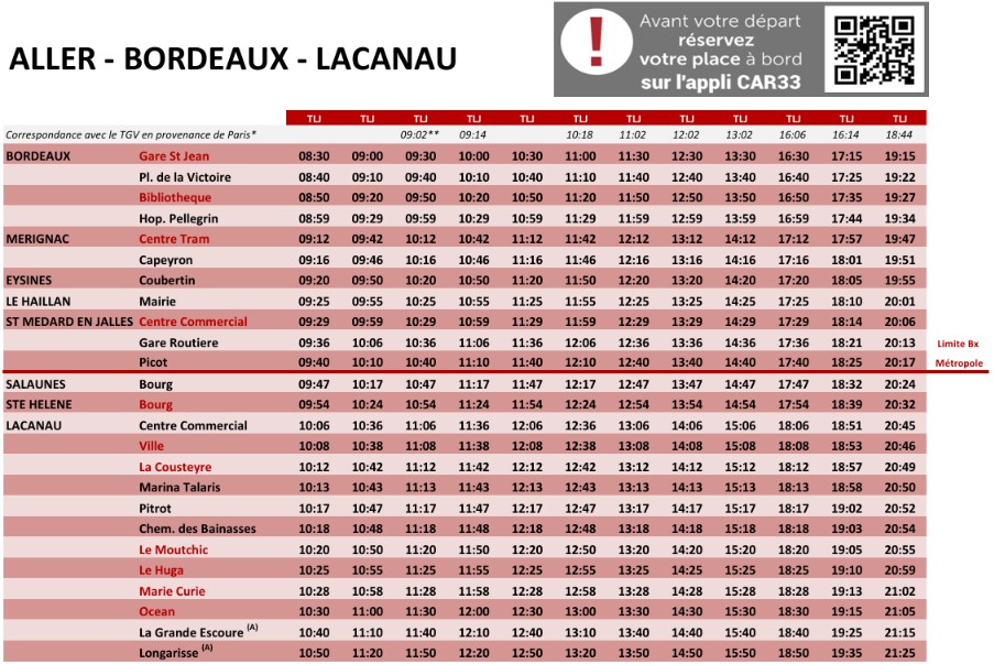 Bus Ligne 702 Bordeaux – Lacanau Routière