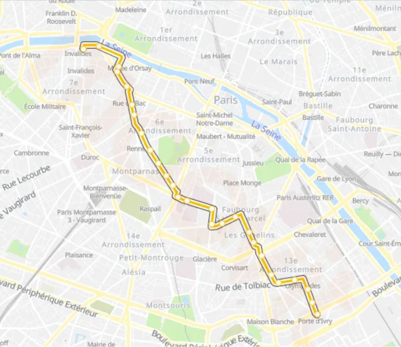 Bus Ligne 83 (porte D'ivry à Invalides)