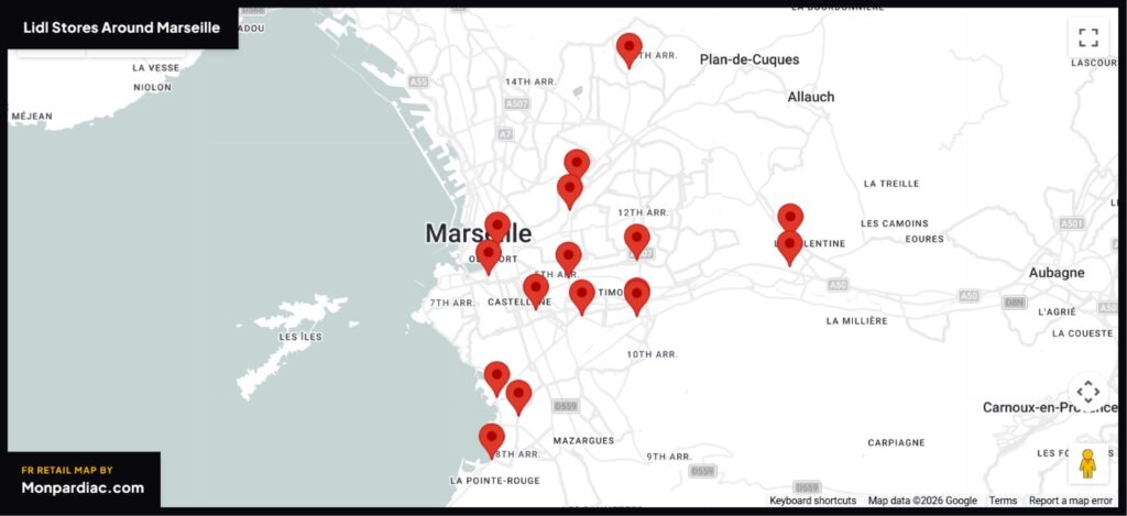 Lidl Stores Around Marseille